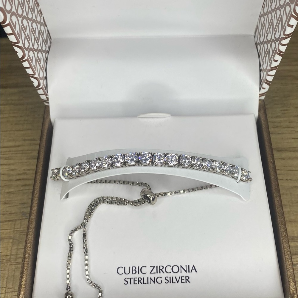 NWT GIANI BERNINI REG $140 925 STERLING CUBIC ZIRCONIA ADJUSTABLE SLIDE BRACELET